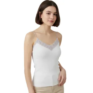 VTG Hollister Y2K White Ribbed Lace Trim Cami Top XS Coquette thumbnail 4