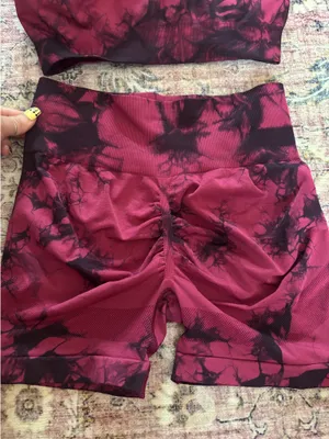 Active Workout Gym Matching Set Top and Bottom Red Size XS thumbnail 8