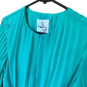 Sam Edelman Turquoise Pleated Long Sleeve Dress Size 4 NEW #779 thumbnail 3