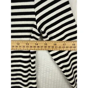 Qinsen Womens Striped Ribbed Knit Button Front Long Sleeve Cardigan Top Black S thumbnail 8