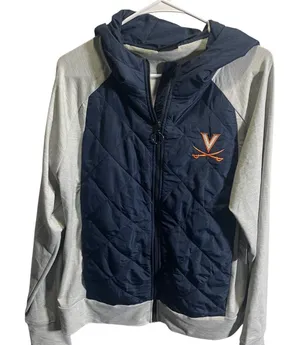 Colosseum Womens XL Virgina Navy & Gray Quilted‎ Full-Zip Hoodie Jacket thumbnail 1