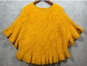Mustard Fluffy Knit Poncho‎ Sweater Do Everything In Love One Size Fall thumbnail 1