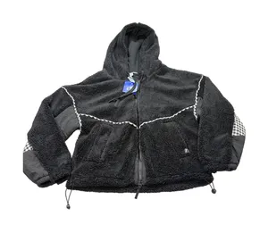 NWT Joylab full zip hi pile fleece bomber hoodie. Size XS. buffalo check accents thumbnail 1