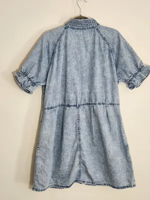 Light Wash Lightweight Denim Button-Up Shirt Dress Size Large Coastal Cowgirl thumbnail 3
