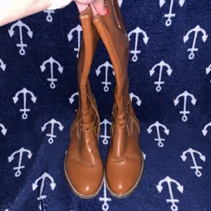 Wanted Lismore Tan Tall Boots With Strap & Stud Detail Inside Zip thumbnail 5