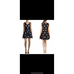 $448 KATE SPADE SPOTLIGHT V NECK BLACK & PINK POLKA DOT DRESS SIZE 8 A-Line thumbnail 2