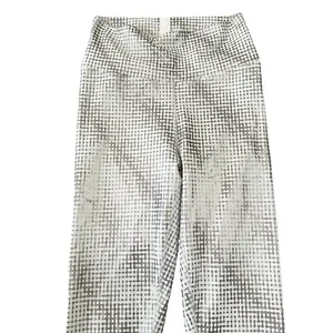 Peloton Womens‎ Metallic Silver Geometric Dot High Waist Workout Leggings Size M thumbnail 2