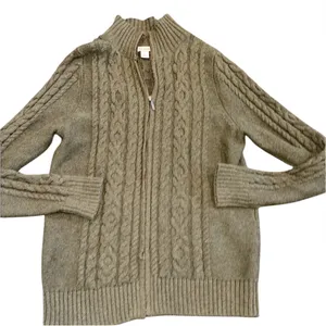 L.L. Bean Olive Green Knit zippered Sweater size small thumbnail 1