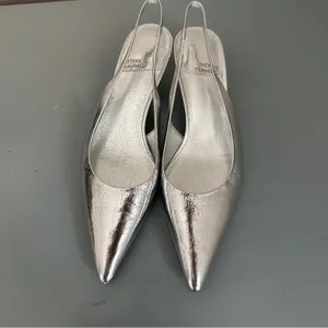 Jeffrey Campbell Persona Silver Slingback Kitten Heel 7 NEW thumbnail 4