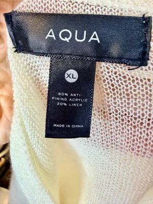 AQUA XL Ivory Linen Blend Open Knit Cardigan Lightweight Button Sweater thumbnail 12