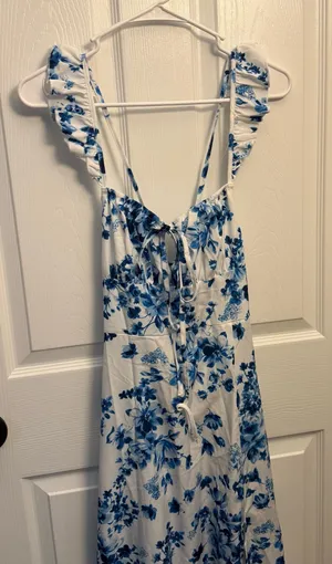 SHEIN Blue White Floral Maxi Dress thumbnail 1