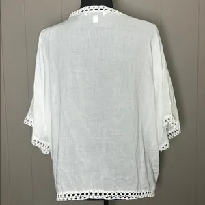 American Eagle Outfitters White Open-Front Top Swimsuit Cover Up Women's Size M thumbnail 3