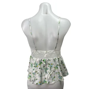Victoria's Secret Green Floral Lace Sleeveless Cami Tank Peplum Blouse Top M thumbnail 3