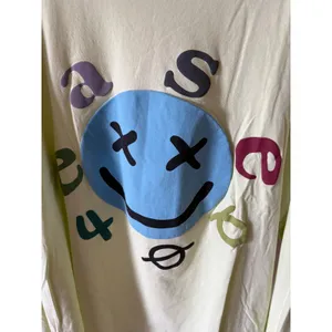 Easel Los Angeles Women Pale Lime Green Smiley Face Graphic Long Sleeve Tee M thumbnail 2