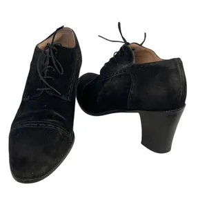 JONAK Black Suede Shoes Oxfords Lace Up Stacked Heel Womens Size FR 40 US 8 thumbnail 9