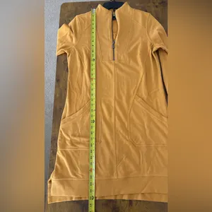 Tribal French Terry Mock Neck Short Dress Size Petite Small Mustard Yellow thumbnail 7