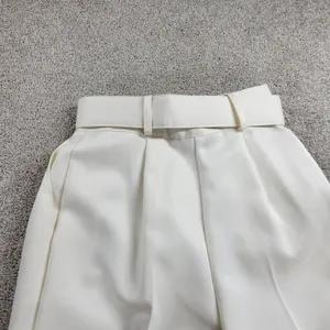 Vintage‎ Ellen D Womens Pants 9/10 White Pleated Belted Tapered Ankle Career thumbnail 2