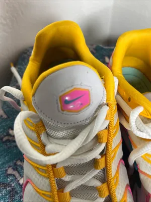 Nike Women's White Mesh Athletic Sneakers with Yellow & Pink Accents thumbnail 11