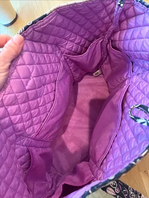 Vera Bradley Quilted Tote Purple Grey Floral Y2K thumbnail 4