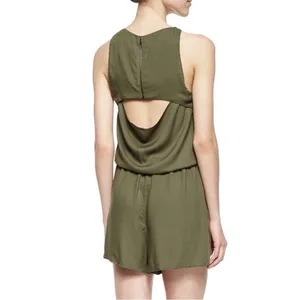 Alice + Olivia Open Back Romper Sleeveless Olive Green 2 Minimal Chic Vacation thumbnail 3