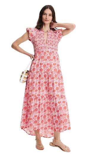 Saylor Almina Maxi Dress in Pink Print Small Womens Long Boho thumbnail 1