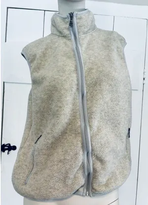 Vintage Eddie Bauer Vest Womens Tan Sherpa ‎ Fleece Full Zip Medium Polartec thumbnail 1