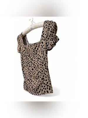 Lulus Women’s Oh Darling Black and Tan Dot Print Puff Sleeve Top Size XS thumbnail 11