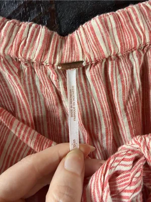 Free People Linen Striped Off-Shoulder Tie-Front Top Small thumbnail 5