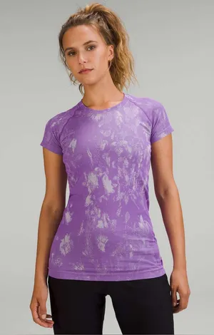 Lululemon Swiftly Tech Shirt 2.0 Shadow Bloom Magenta Faint Lavender thumbnail 1