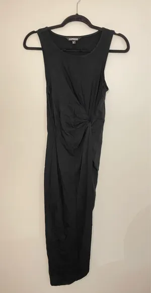 High Low Side Knot Midi Dress, Black, Size XS, NWT thumbnail 1