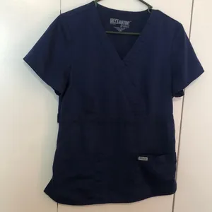 Greys Anatomy By Barco Cute Scrub Top Women’s Size Medium Navy Blue Color thumbnail 1