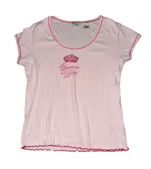 Vintage Y2K JK Intimates Queen for a Day Pink Baby Tee M Princess Crown thumbnail 1