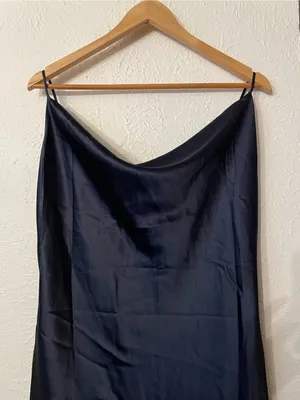 NWOT Petal & Pup Navy Satin Cowl Midi Slip Persia Dress Size 10 thumbnail 7