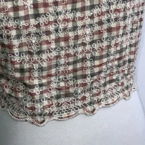 American Eagle Gray & Red Checkered Cropped Spaghetti Strap Tank Top L thumbnail 4