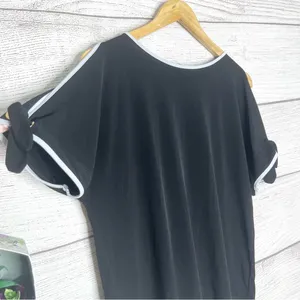 Ivanka Trump Black & White Trim Open Tie Sleeve Blouse Top Size Small thumbnail 5