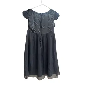 Leon Max Limited Edition Black 100% Silk Empire Waist Ruffle Cap Sleeve Dress‎ M thumbnail 2