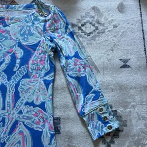 Lilly Pulitzer UPF 50 +‎ Cotton Sophie Dress Into the Deep Size XXS Pink Blue thumbnail 5