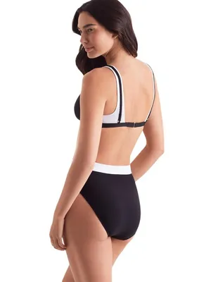 Mimi Flamingo Layered Slimming Triangle Swim Bra Top 900051012 Black / White 6 thumbnail 8