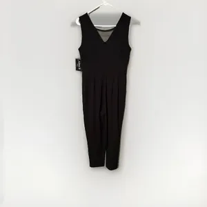 ALEXA B Nite Women's‎ Jumpsuit Sz 8 Sleeveless V Neck Jeweled Sequin Mesh Black thumbnail 3