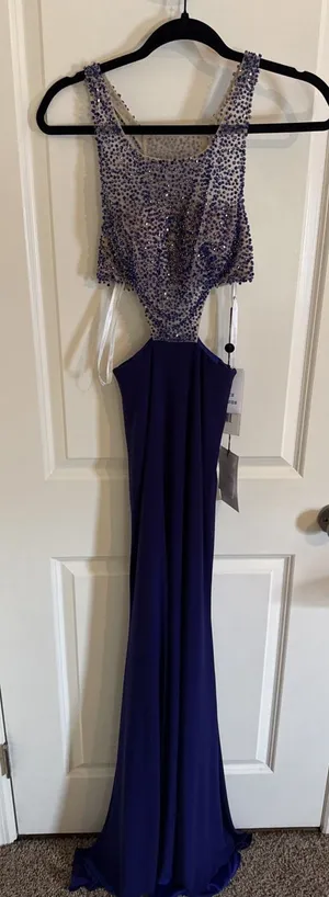 Sherri Hill Purple Beaded Side Cut Out Prom Dress Homecoming Size 00 NWT thumbnail 1