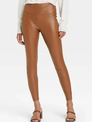 A New Day Women's High-Waisted Faux Leather Ankle Leggings XXL thumbnail 1