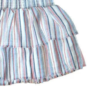 Coquette Colorful Smocked Waist Tiered Mini Skirt, Lined Blue Red White S NWOT thumbnail 5