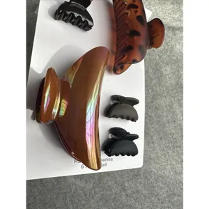 New‎ Time And Tru Hair Claw Clip Lot of 2 Sets Lg Sm Brown Beige Black Classic thumbnail 8