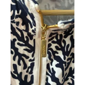 Lilly Pulitzer Navy White Coral Print Zip Front Jacket Size XL Resort Coastal thumbnail 5