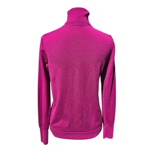 Uniqlo Womens 100% Wool Turtleneck Sweater‎ Magenta Pink Long Sleeve Medium thumbnail 5