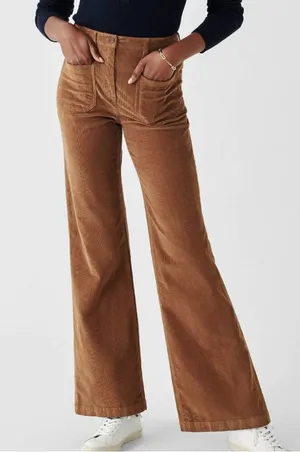 Faherty Corduroy Patch Pocket Wide Leg Pants 26 Cognac thumbnail 1