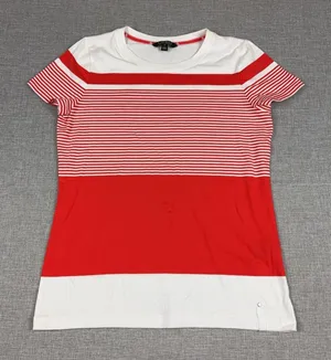 Lauren Ralph Lauren T-Shirt Womens M Red Striped Crew Neck Short Sleeve Nautical thumbnail 1