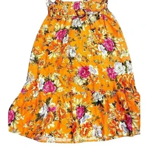 Rachel Roy Floral Paperbag Waist Skirt Orange Summer‎ Boho Chic Belted F11 thumbnail 1