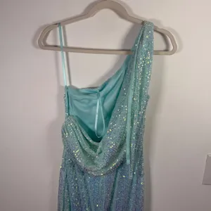 IEENA for Mac Duggal Gown Aqua Iridescent Sequin One Shoulder Dress Prom Women 2 thumbnail 10