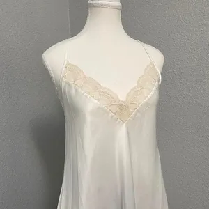 Flora Nikozi White Slip Dress Heart Lace Trim Open Back Flowy Coquette Fairy thumbnail 2